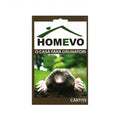 Упаковка средства против кротов HOMEVO с изображением крота на зеленом фоне