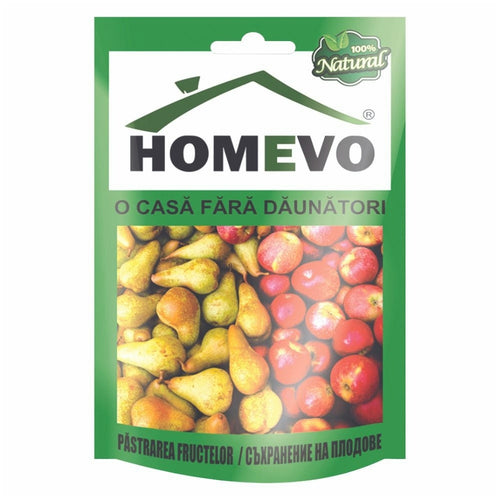 Пакет средства от вредителей HOMEVO для хранения фруктов, изображены груши и яблоки, 100% натуральный продукт