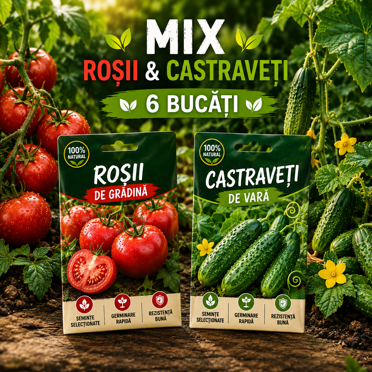 Pachet de Vară- Mix 6 Bucăți Roșii si Castraveți