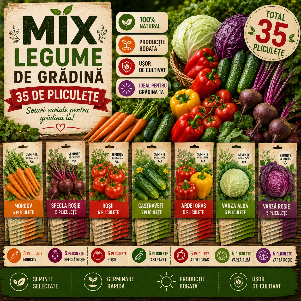 Mix de Toamnă- 35 Bucăți Semințe Legume