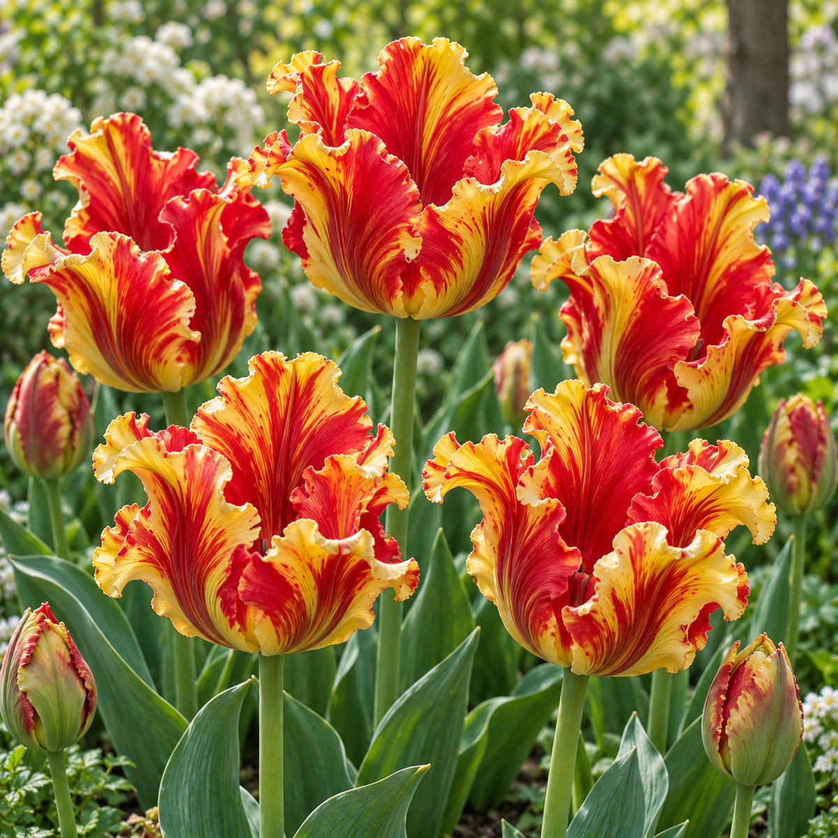 Bulbi de Lalele "Flaming Parrot", 5 Bucăți
